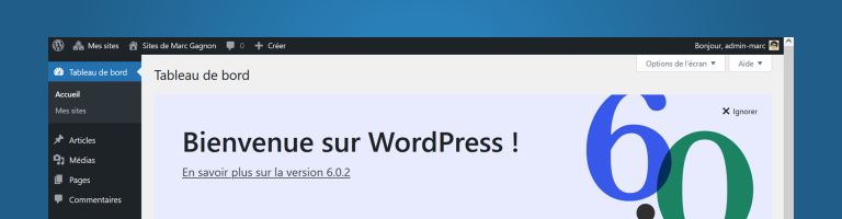 L'interface de WordPress