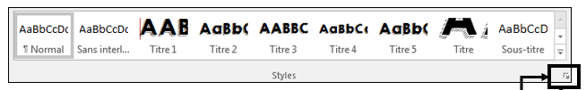 Volet des styles dans l'application Microsoft Word